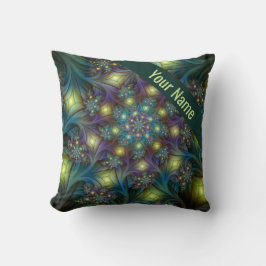 青い紫モダンのフラクタルアート名 クッション