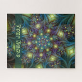 青い紫モダンのフラクタルアート名 ジグソーパズル (横)