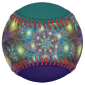 青い紫モダンのフラクタルアート名 ソフトボール (裏面)