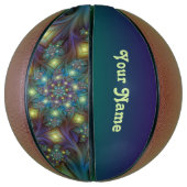 青い紫モダンのフラクタルアート名 バスケットボール (縦)