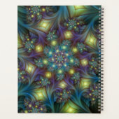 青い紫モダンのフラクタルアート名 プランナー手帳 (裏面)