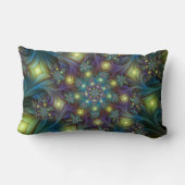 青い紫モダンのフラクタルアート名 ランバークッション (裏面)