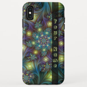 青い紫モダンのフラクタルアート名 iPhone XS MAXケース