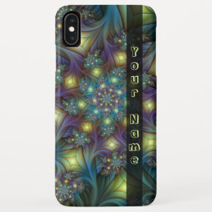 青い紫モダンのフラクタルアート名 iPhone XS MAXケース