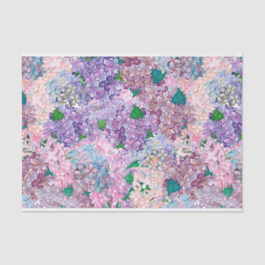 青い紫色のアジサイおよび薄紫 薄葉紙 (正面)