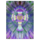 青い紫色のハートの中心が付いているTyeの染料の十字 クリップボード (裏面)