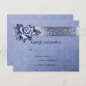 青い紫色のバラおよびレースRSVP 出欠カード (正面/裏面)