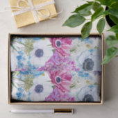 青い紫色の手塗りの水彩画の花柄パターン 薄葉紙 (ギフト)