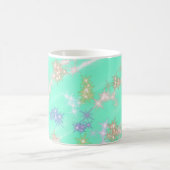 青い紫色の曲線シェイプラインの波型パターンデザイン コーヒーマグカップ (中央)