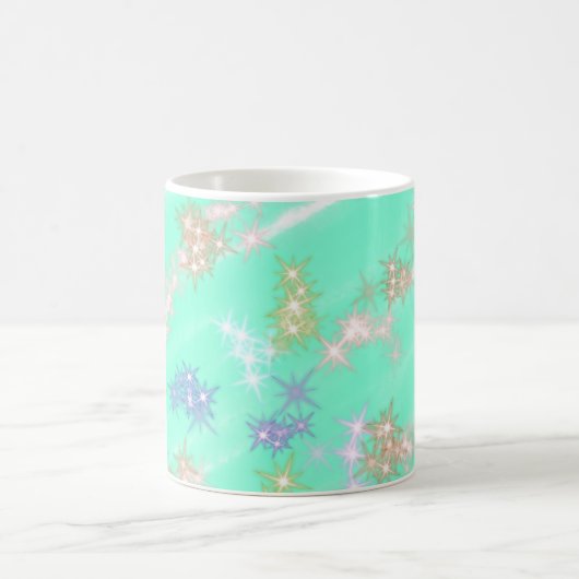 青い紫色の曲線シェイプラインの波型パターンデザイン コーヒーマグカップ (中央)