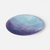 青い紫色の水彩画はデザインをはねかけます ペーパープレート (アングル)
