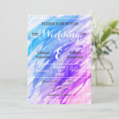 青い紫色の水彩画-結婚式招待状 招待状 (スタンド正面)