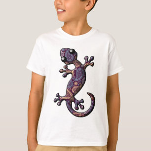 青い紫色の登山のヤモリのトカゲ Tシャツ
