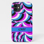 青い紫色の管状の渦巻き図形とイニシャル Case-Mate iPhoneケース (裏面)