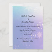 青い紫色の花の結婚式招待状 招待状 (裏面)