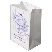 青い紫色の蝶結婚式 ミディアムペーパーバッグ (裏面アングル)