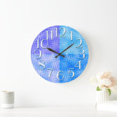 青い紫色パターンエレガントな特大数 ラージ壁時計 (ホーム)