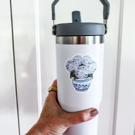 青い紫陽花inシノワズリーポットビニールのシール シール