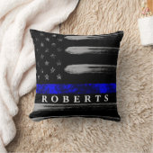 青い細い線のグランジフラグ名ピロー クッション (ブランケット)