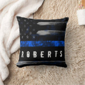 青い細い線の動揺してフラグ名ピロー クッション (ブランケット)