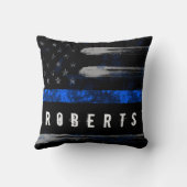 青い細い線の動揺してフラグ名ピロー クッション (裏面)