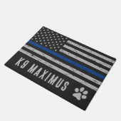 青い細い線 – 犬の手 – 警察K9 ドアマット (アングル)