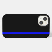 青い細い縦線（黒） iPhoneケース (裏面横)