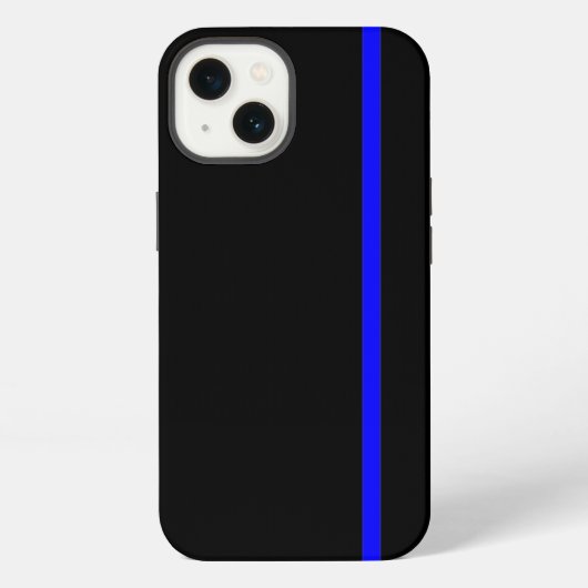 青い細い縦線（黒） iPhoneケース (裏面)