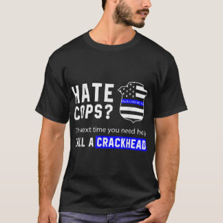 青い細い青い線の旗の警察官をバック Tシャツ