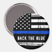 青い細い青い線の警察を支持する マグネット (正面/裏面)
