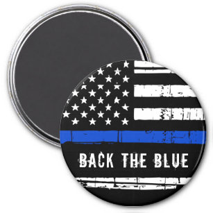 青い細い青い線の警察を支持する マグネット