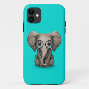 青い細字用レンズを持つかわいいベビー象 iPhone 11 ケース