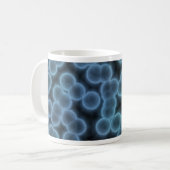 青い細菌の背景 コーヒーマグカップ (正面左)