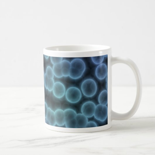 青い細菌の背景 コーヒーマグカップ (右)