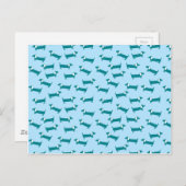 青い組み合わせのダシュント模様 ポストカード (正面/裏面)