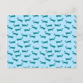 青い組み合わせのダシュント模様 ポストカード (正面)