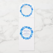 青い結婚パンジーの水の色カスタム ボトルネックタグ (正面)