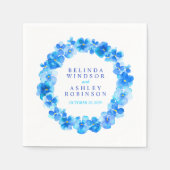 青い結婚パンジーの花のナカスタムプキン スタンダードカクテルナプキン (正面)