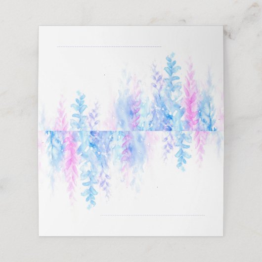 青い結婚ピンク色の花列座席表 プレイスカード (外部開封)