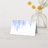 青い結婚ピンク色の花列座席表 プレイスカード (裏面)