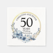 青い結婚フローラ記念日エレガント(50) スタンダードカクテルナプキン (正面)