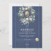 青い結婚式のドア 住所変更 招待状 (正面)