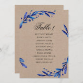 青い結婚式の席次表。冬の素朴な計画 招待状 (正面/裏面)