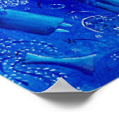 青い結婚式の絵 現代アートプリント ポスター (角)