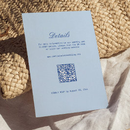 青い結婚式の詳細RSVP QRコード エンクロージャーカード