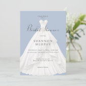 青い結婚式前のお披露目パーティーのモダンなウェディングドレス 招待状 (スタンド正面)