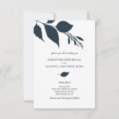 青い結婚式招待状とQRコード 招待状 (正面)