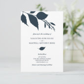 青い結婚式招待状とQRコード 招待状 (スタンド正面)