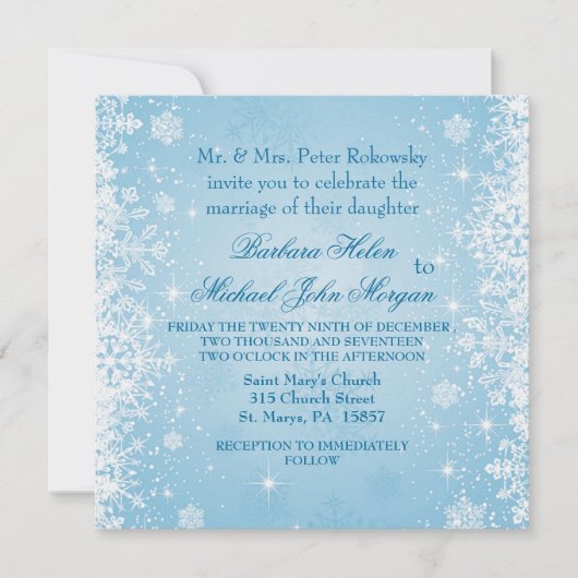 青い結婚式招待状 招待状 (正面)