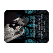 青い結婚生命の木に紙で作られた夫婦 マグネット (横)